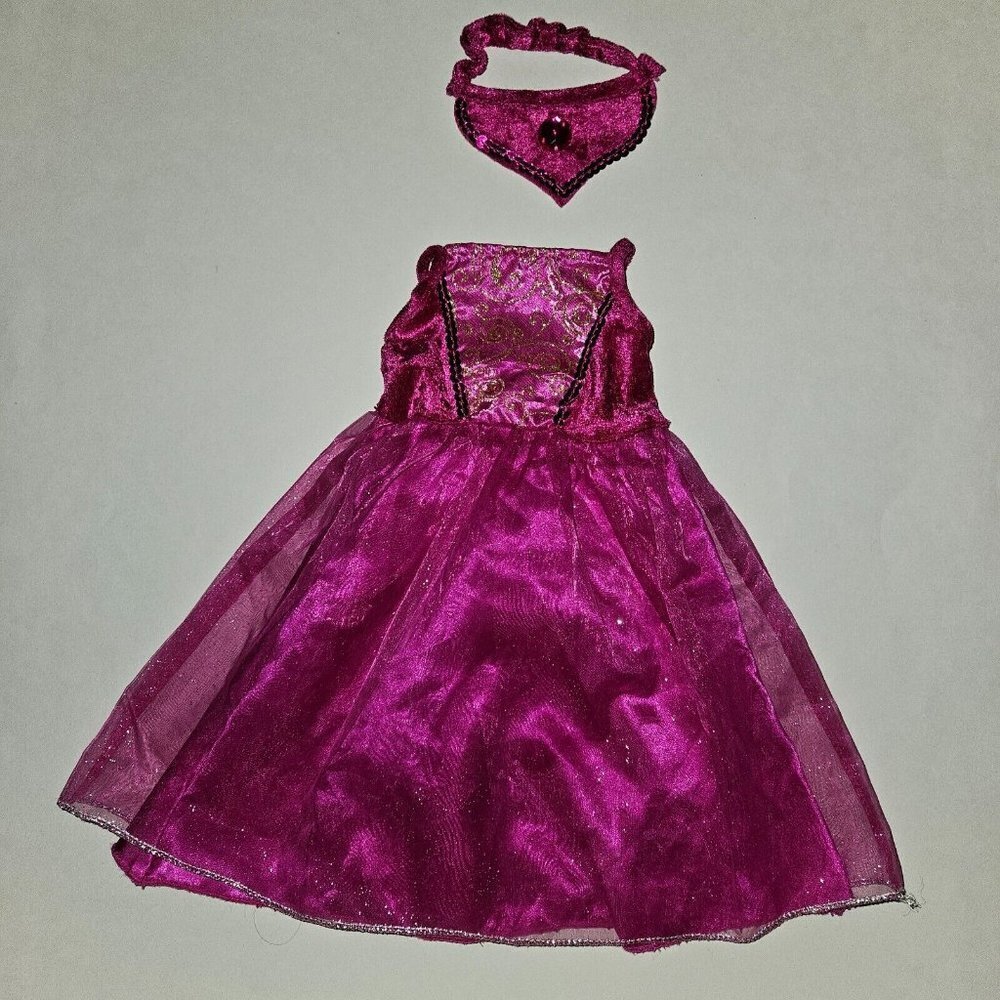 Purple Sequin Dress 18" Doll Clothes Gold Silver Trim Sparkle Accessory Lot